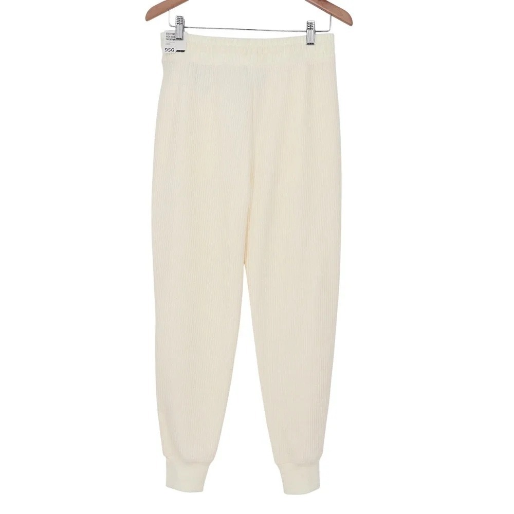 DSG Womens So Soft Ottoman Jogger Light Cream High Rise Ribbed Sweatpants XS NEW - Picture 5 of 6